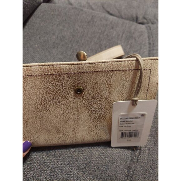 NWT $168 Hobo Wrislet Gold Leaf 100%Geniuine Leather Violet Wrislet - Picture 14 of 14